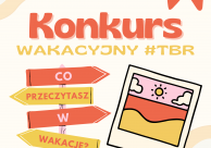 Grafika promocyjna na konkurs czytelniczy "Wakacyjny #TBR" Konkurs organizowany przez Dom Wydawniczy REBIS